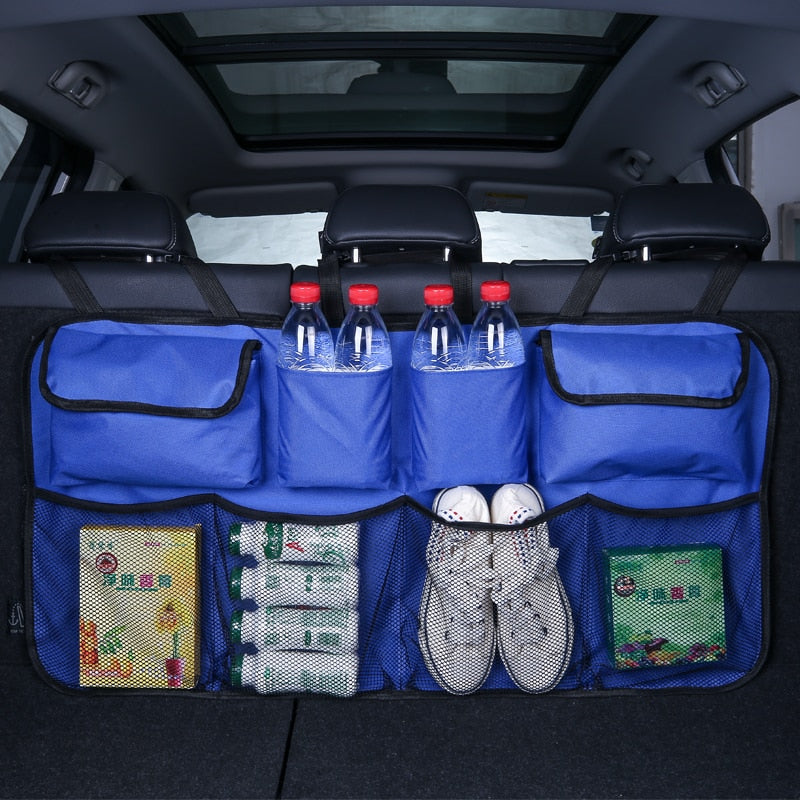 Car Trunk Organizer Adjustable Backseat Storage Bag Net High Capacity Multi-use Oxford Automobile Seat Back Organizers Universal - StorageandmoreStorage