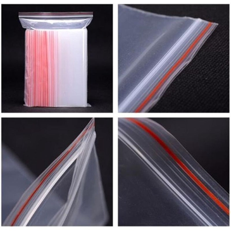 100/300/500Pcs/Pack Resealable Plastic Selaing Bags Clear Poly Reusable Bag Food Storage Reclosable Vacuum Fresh Organize Bag - StorageandmoreStorage