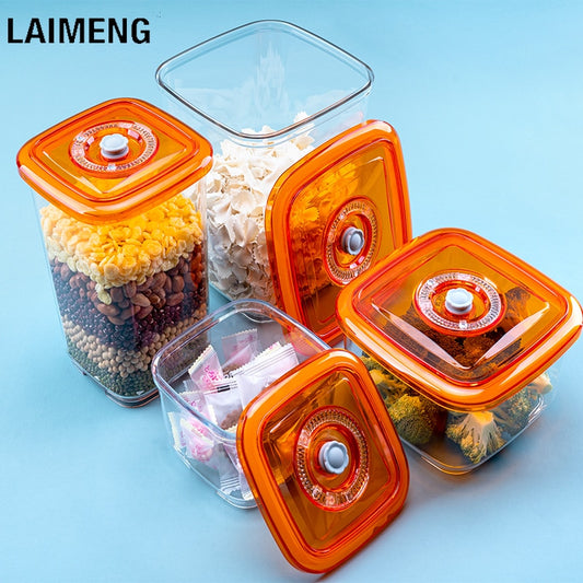 LAIMENG Vacuum Container Plastic Storage Container for Vacuum Food Sealer With Lid Damp Proof Airtight Kitchen Lunch Box S267 - StorageandmoreStorage