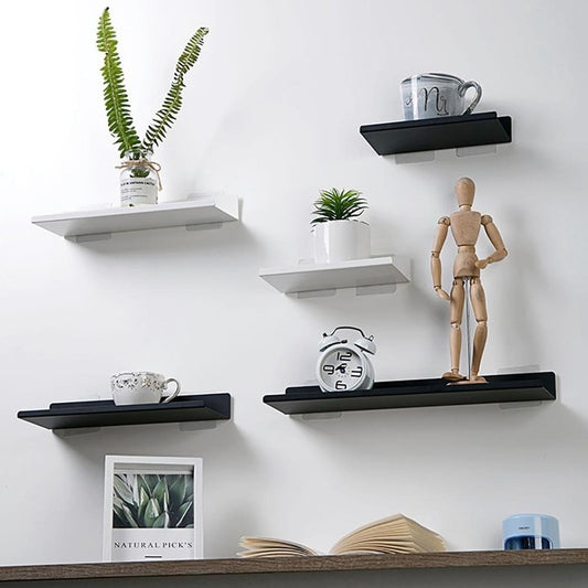 Floating Shelves on Wall Punch Free Room Decor Hanging Rack for Flower Pot Artwork Bathroom Kitchen Furniture Organizers Metal - StorageandmoreStorage