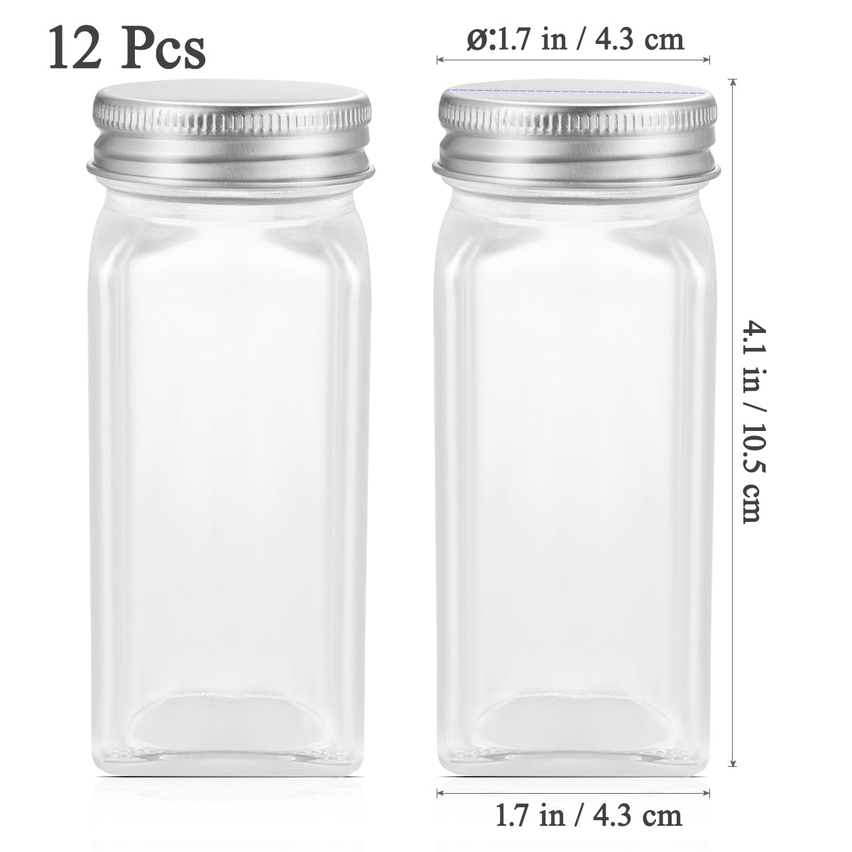 3-12PCS Set Seasoning Jar Square Glass Container Seasoning Bottle Kitchen Outdoor Camping Seasoning Container Glass Sealed Jar - StorageandmoreStorage