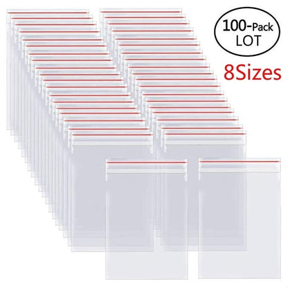 100/300/500Pcs/Pack Resealable Plastic Selaing Bags Clear Poly Reusable Bag Food Storage Reclosable Vacuum Fresh Organize Bag - StorageandmoreStorage