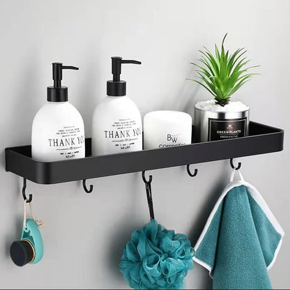 Bathroom Shelf Wall Shelves Shelf Aluminum Black Bathroom Corner Shelf Wall Mounted Black Aluminum Kitchen Storage Holder - StorageandmoreStorage