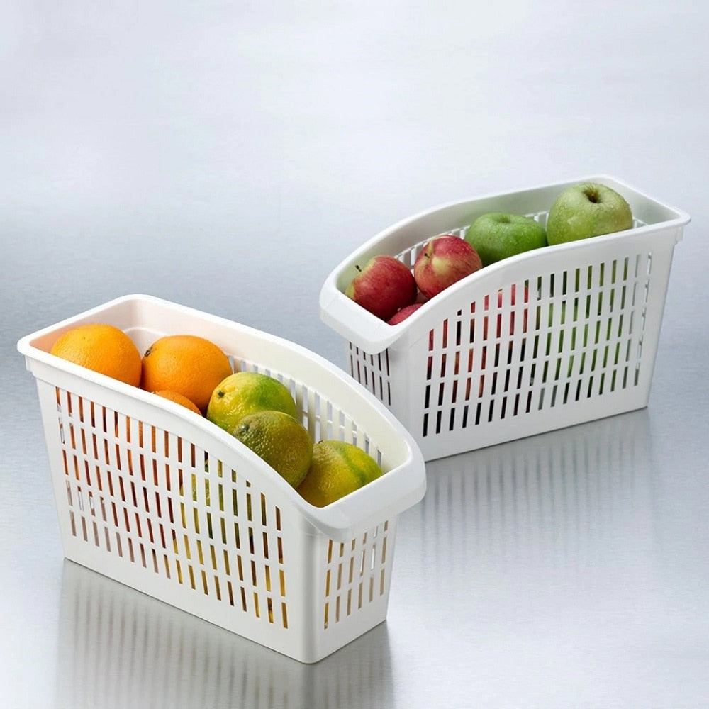 Kitchen Refrigerator Organizer Basket Container Drawner Adjustable Storage Box Retractable Drawer Space Saver Slide Fridge Rack - StorageandmoreStorage