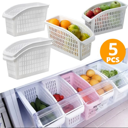 Kitchen Refrigerator Organizer Basket Container Drawner Adjustable Storage Box Retractable Drawer Space Saver Slide Fridge Rack - StorageandmoreStorage