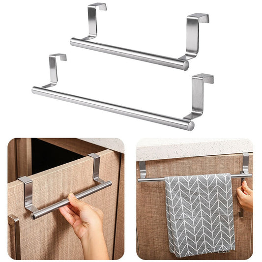 Towel Racks Over Kitchen Cabinet Door Towel Rack Bar Hanging Holder Bathroom Shelf Rack Home Organizer Kitchen Accessories - StorageandmoreStorage