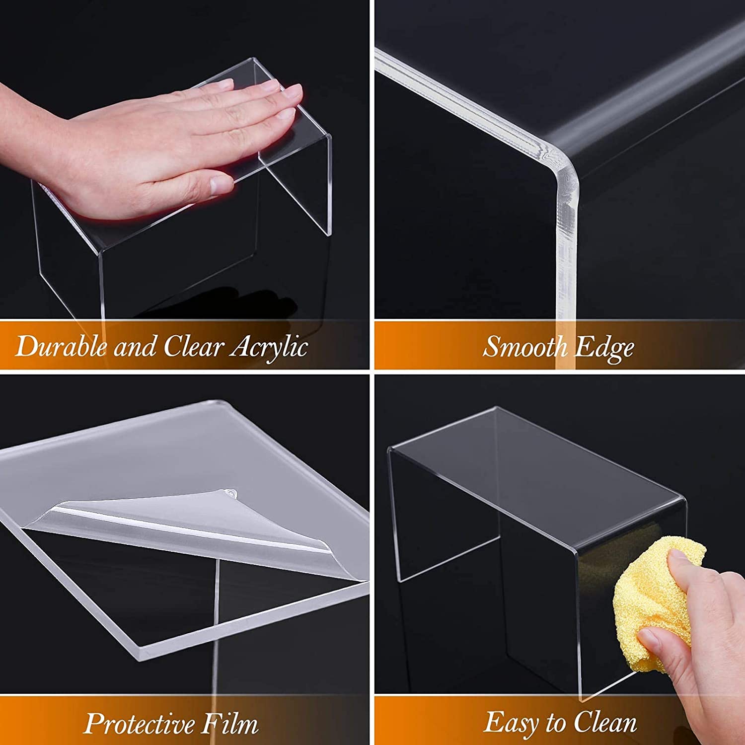 U Shape Acrylic Display Riser Stand, Clear Jewelry Display Riser Shelf Showcase For Dessert Cupcake Shoes Anime Figure Display - StorageandmoreStorage